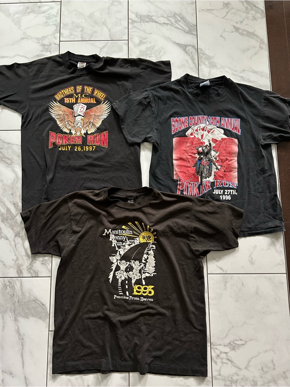 90’s Vintage Motorcycle Biker Poker Run Tees